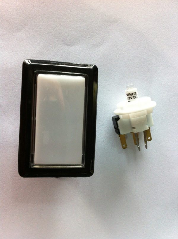 RECTANGLE 6V LED PUSH BUTTON WHITE FOR PLAYERS EDGE PLUS SLANT TOP