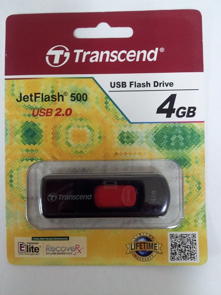 TRANSCEND 4 GB JETFLASH 500 USB 2.0 FLASH DRIVE